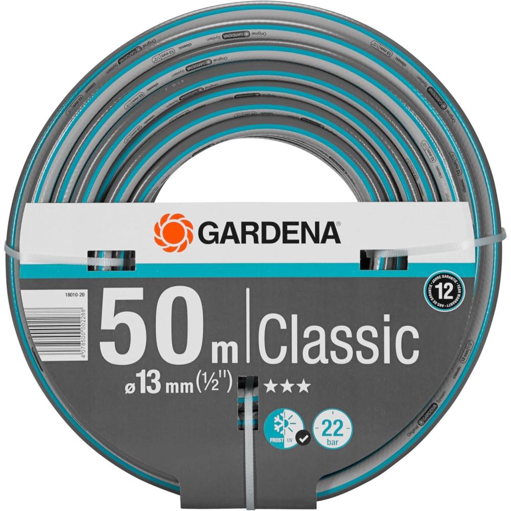 imageGardena Action de tuyau classique 13 mm 12 Pouce 18 m tuyau de jardin universel en tissu cross robuste impression de 22 bars rsistant aux UV sans pices systme 180012050 m 12