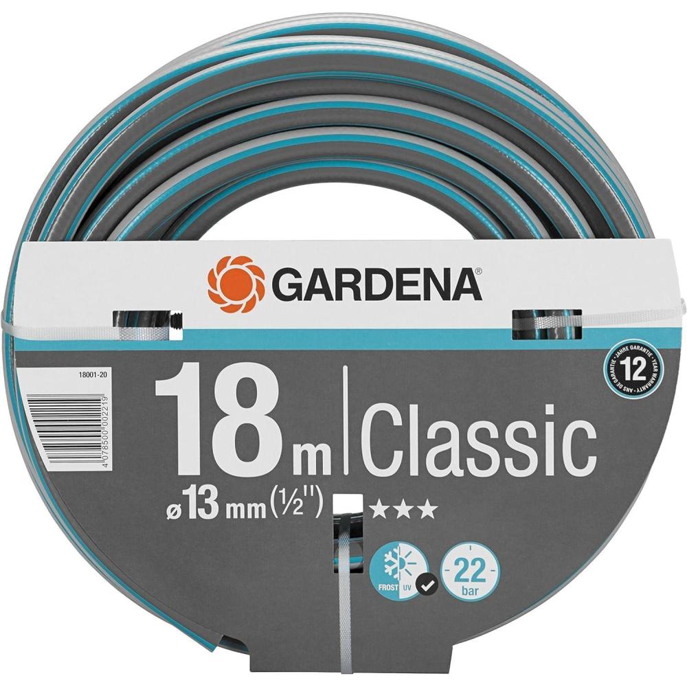imageGardena Action de tuyau classique 13 mm 12 Pouce 18 m tuyau de jardin universel en tissu cross robuste impression de 22 bars rsistant aux UV sans pices systme 180012018 m 12