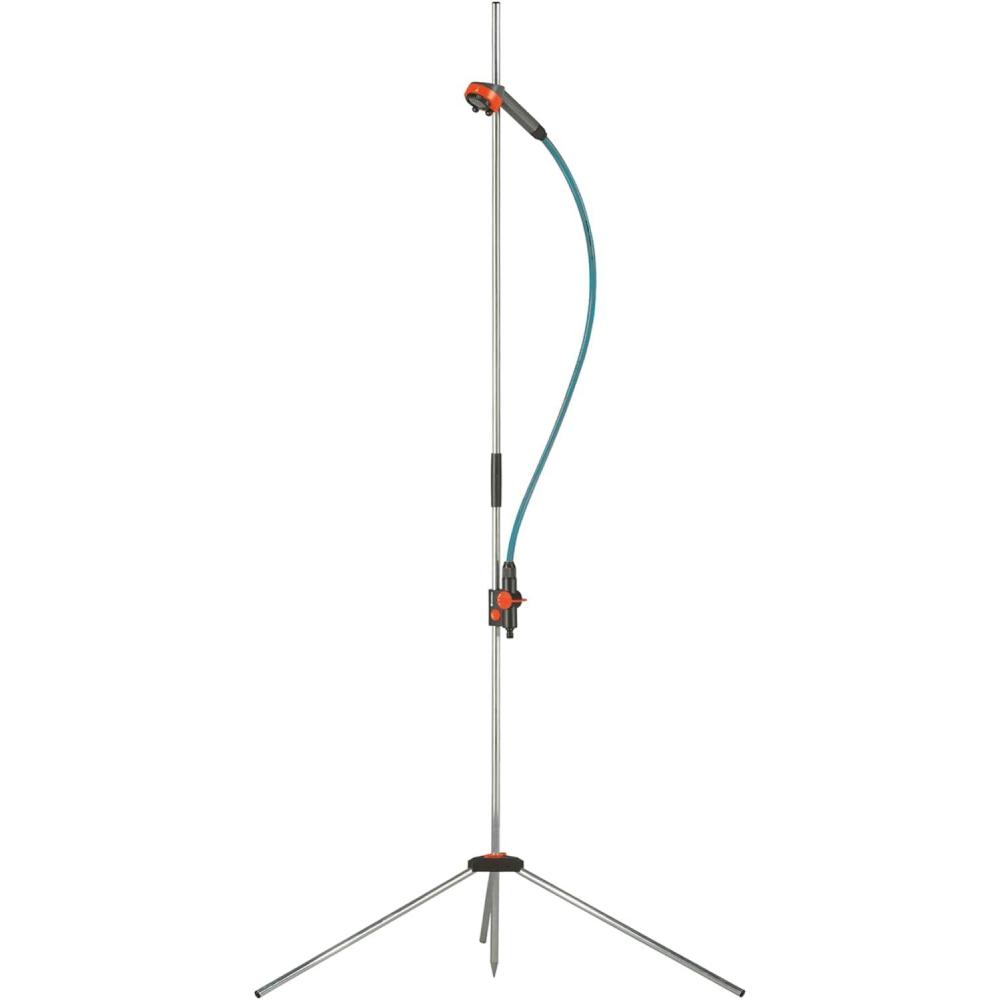 imageGardena Douche de jardin solo douche avec jet de douche agrable quantit deau rglable en continu et verrouillable hauteur rglable en continu jusqu 207 cm avec pique fixation au sol 96120trio