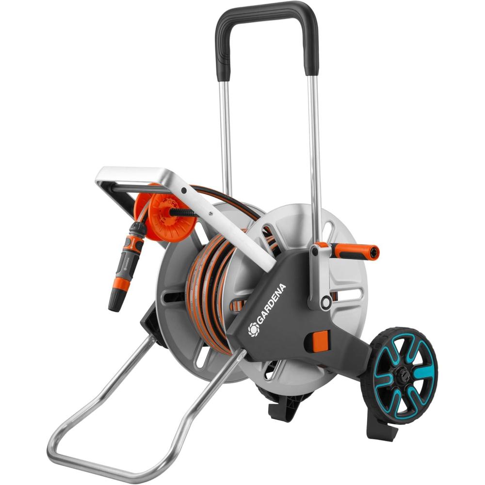 imageGardena Dvidoir mtallique sur roues AquaRoll M Argent Orange Noir CleverRoll M mtalCleverRoll M Easy mtal