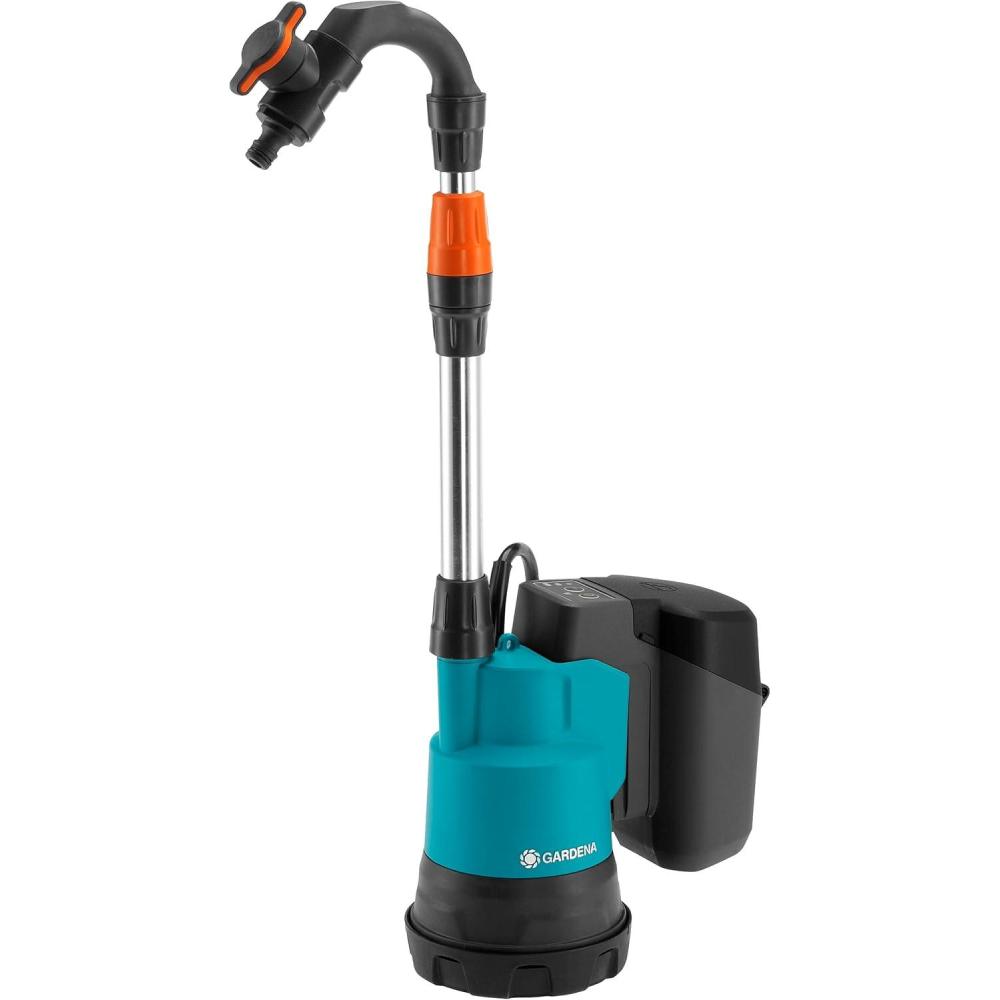 imageGardena Pompe collecteur de pluie sans fil 20002 18 V P4A sans bat Pompe dvacuation submersible sans fil filtre intgr protection contre la marche sec dbit 2000 lh 1460255sans batterie