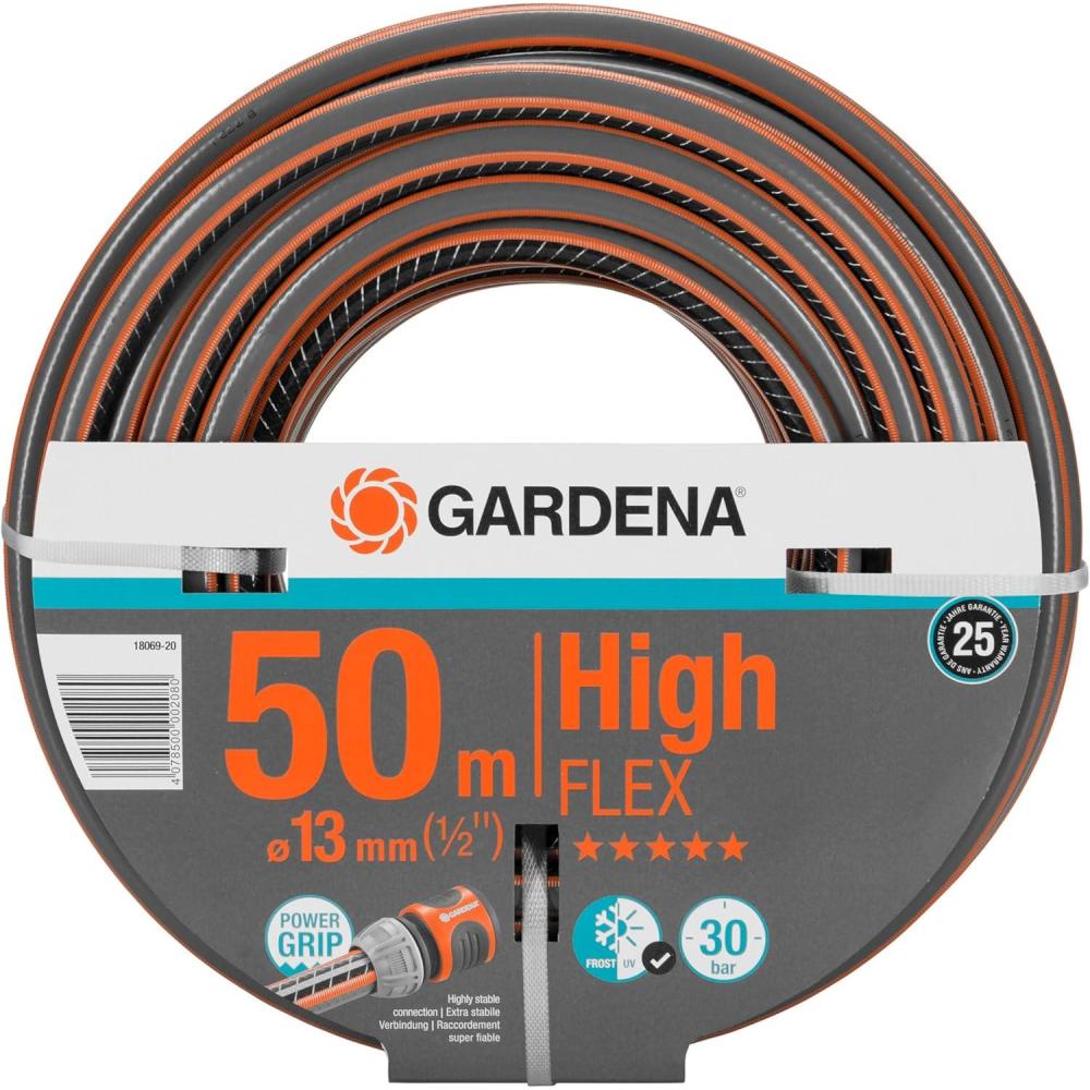 imageGardena Tuyau Highflex Comfort 13 mm 12 Pouce 50 m Tuyau de jardin avec profil de puissance pression de 30 bars stable dimensionnellement rsistant aux UV emball 1806920Tuyau HighFlex pratique