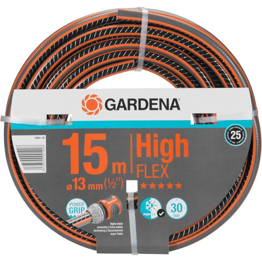 imageGardena Tuyau Highflex Confort 13 mm 12 Pouce 15 m Tuyau de jardin avec profil de puissance pression de 30 bars stable dimensionnellement rsistant aux UV 180612015 m 12