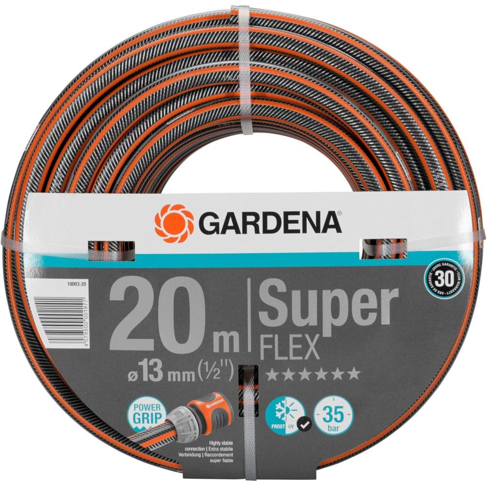 imageGardena Tuyau Superflex premium 13 mm 12 Pouce 20 m tuyau de jardin avec profil de puissance pression de 35 bars de rafale trs flexible stable dimensionnellement rsistant aux UV 180932020 m 12