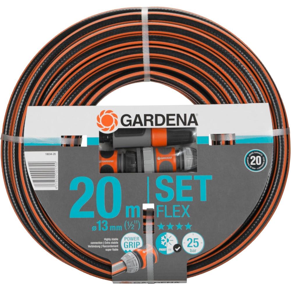 imageGardena Tuyau de Comfort FLEX 13 mm 12 Pouce 15 m Tuyau de jardin flexible et dimensionnellement avec profil de poigne de puissance imprim 25 bar sans pices systme 180312020 m 12 avec connexion