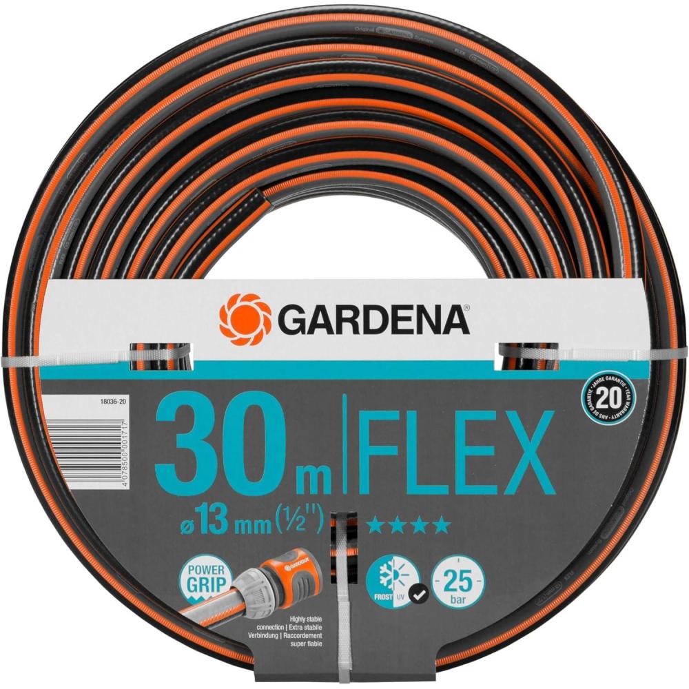 imageGardena Tuyau de Comfort FLEX 13 mm 12 Pouce 15 m Tuyau de jardin flexible et dimensionnellement avec profil de poigne de puissance imprim 25 bar sans pices systme 180312030 m 12