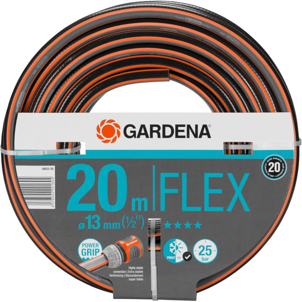 imageGardena Tuyau de Comfort FLEX 13 mm 12 Pouce 15 m Tuyau de jardin flexible et dimensionnellement avec profil de poigne de puissance imprim 25 bar sans pices systme 180312020 m 12
