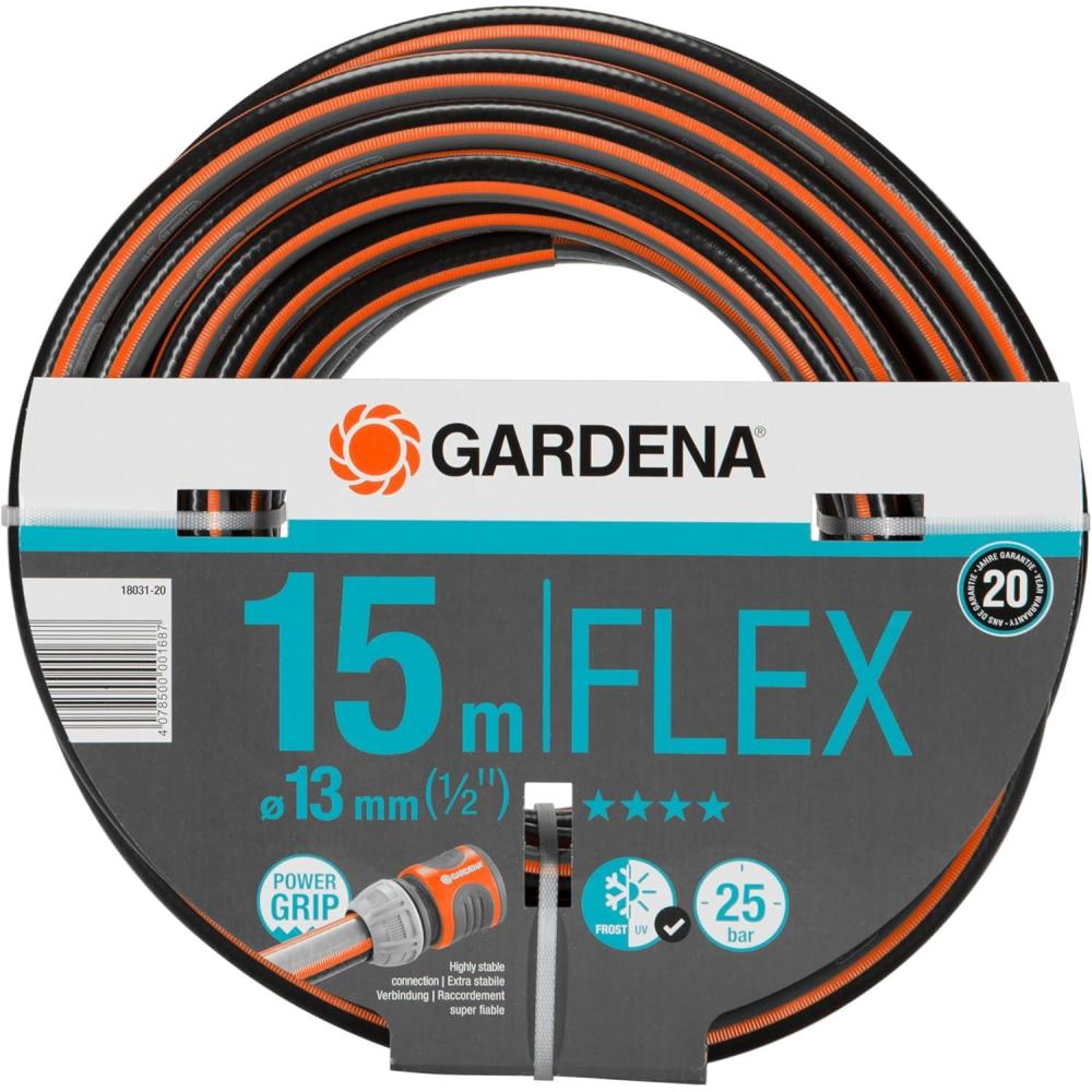 imageGardena Tuyau de Comfort FLEX 13 mm 12 Pouce 15 m Tuyau de jardin flexible et dimensionnellement avec profil de poigne de puissance imprim 25 bar sans pices systme 180312015 m 12