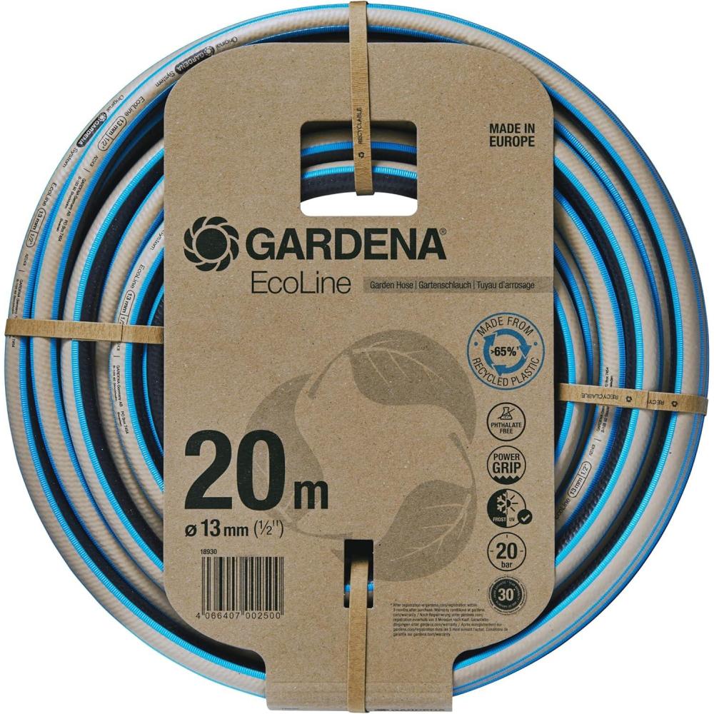 imageGardena tuyau EcoLine 12 pouce 20 m sans pices systme Tuyau darrosage durable plastique recycl sans phtalates ni substances nocives fonction PowerGrip rsistant gel et UV 1893020