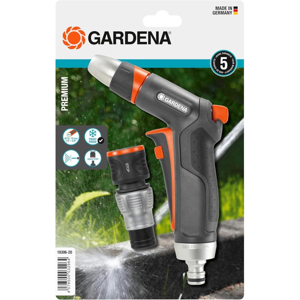 imageKit pistolet de nettoyage Premium de Gardena pistolet de nettoyage robuste et raccord darrt deau 1830620Kit Pistolet de nettoyage Premium