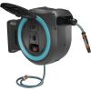 Gardena Dévidoir mural PowerRoll XL Ready-to-use-Set: Dévidoir automatique avec 35 m de tuyau d&rsquo;arrosage, guide-tuyau et technologie RollControll, kit complet avec batterie (18642-20)(Bleu Turquoise)