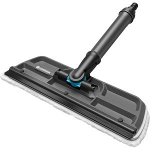 Gardena Cleansystem Balai-vitre avec raclette : Nettoyeur de vitres à Eau, raclette avec Tissu Microfibre, pour Petites et Grandes Surfaces, raccordable à Un Tuyau d&rsquo;eau (18808-20)