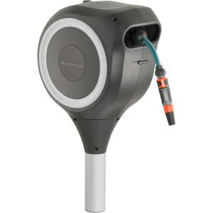 Gardena Coffre de tuyau de jardin RollUp S (turquoise) 15 m: Coffre à tuyau pivotant, guide tuyau intégré, avec tuyau de qualité Gardena de 15 m, piquet de terre et aide au montage (18604-20)(Blanc)