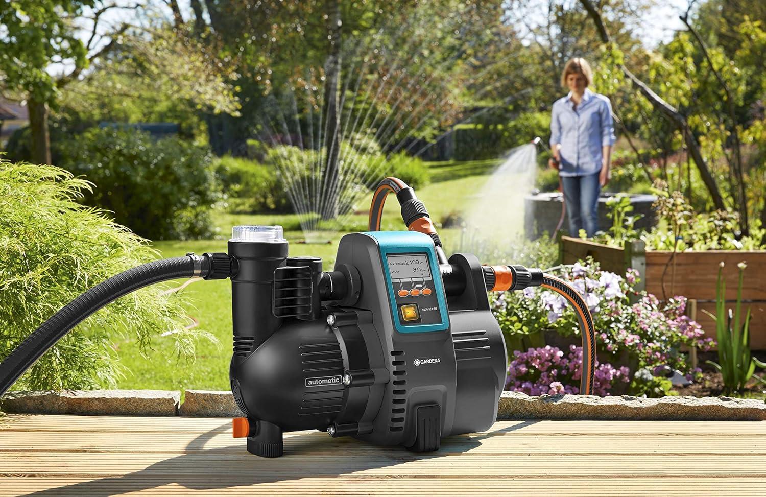 imageGARDENA Kit Smart Pressure Pump Pompe darrosage de surface 50005 Commande Par AppTablette avec Passerelle Smart Gateway Dbit 5 000 LH Protection Contre le Fonctionnement Sec 1910620jusqu 5000 lh