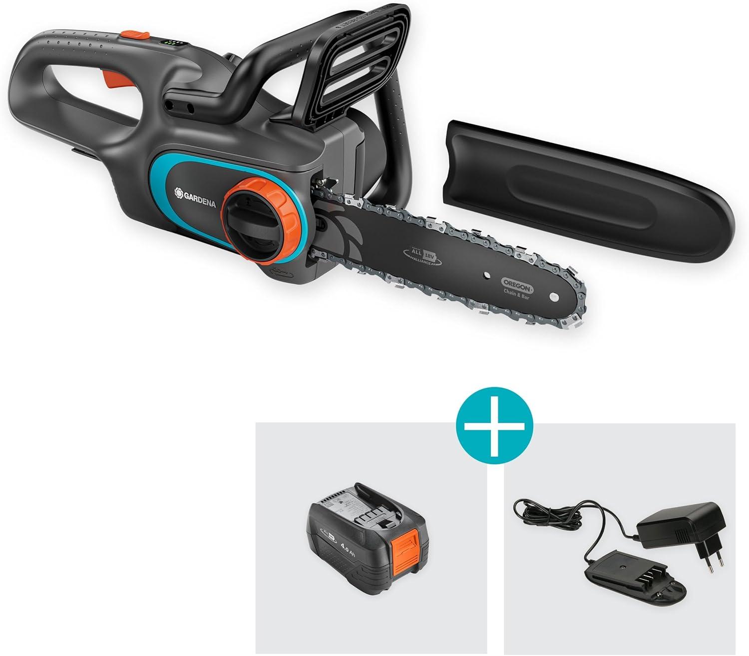 imageGARDENA Trononneuse PowerSaw 25018 V prte lemploi alimente par batterie avec batterie P4A de 18 V