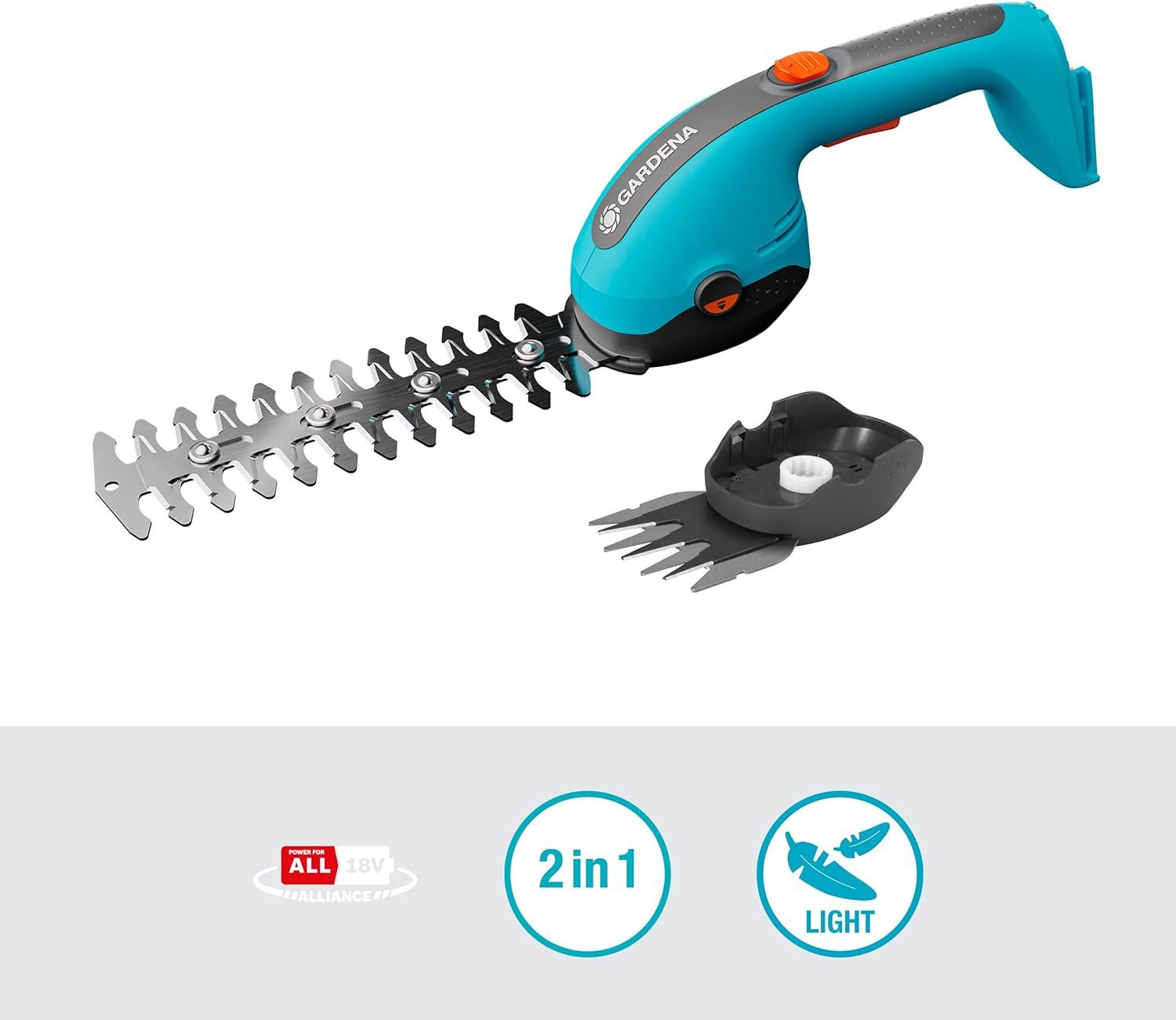 imageGardena Cisaille Gazon ampamp Lame Taille buissons sans Fil PowerCut 2018 V P4A Solo cisaille Largeur de Coupe 8 cm Longueur de Coupe 20 cm Changement de Lame Facile sans Batterie 1475055
