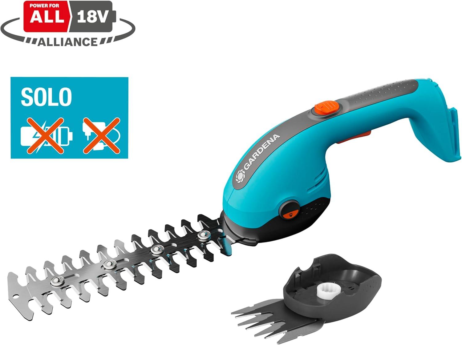 imageGardena Cisaille Gazon ampamp Lame Taille buissons sans Fil PowerCut 2018 V P4A Solo cisaille Largeur de Coupe 8 cm Longueur de Coupe 20 cm Changement de Lame Facile sans Batterie 1475055