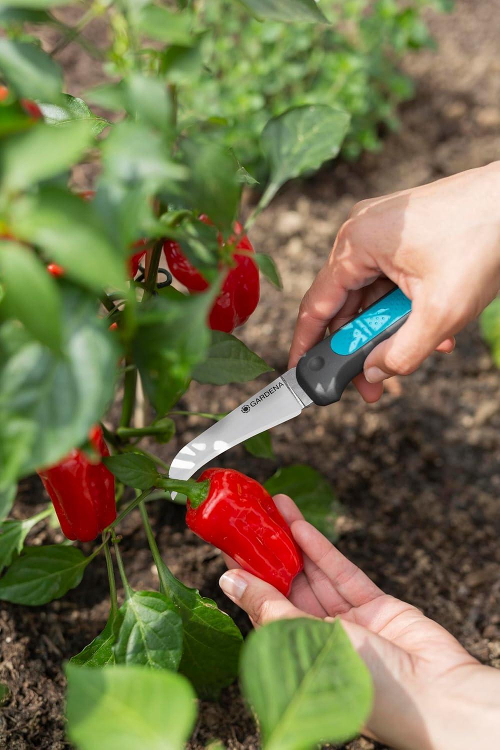 imageGardena Couteau de rcolte VeggieCut couteau en acier inoxydable pour rcolter nettoyer et plucher les lgumes manche antidrapant va au lavevaisselle 12211208 cm
