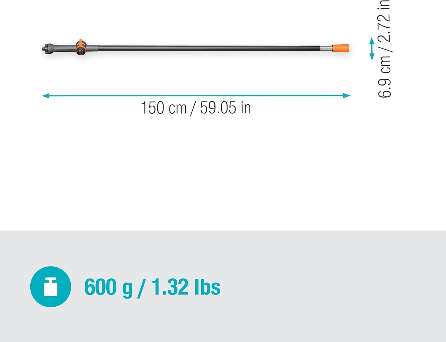 imageGardena Manche Passage dEau Cleansystem M Manche de Nettoyage conducteur deau 150 cm Aluminium rglage continu du dbit pour Grandes Surfaces systme Original Gardena 1880220