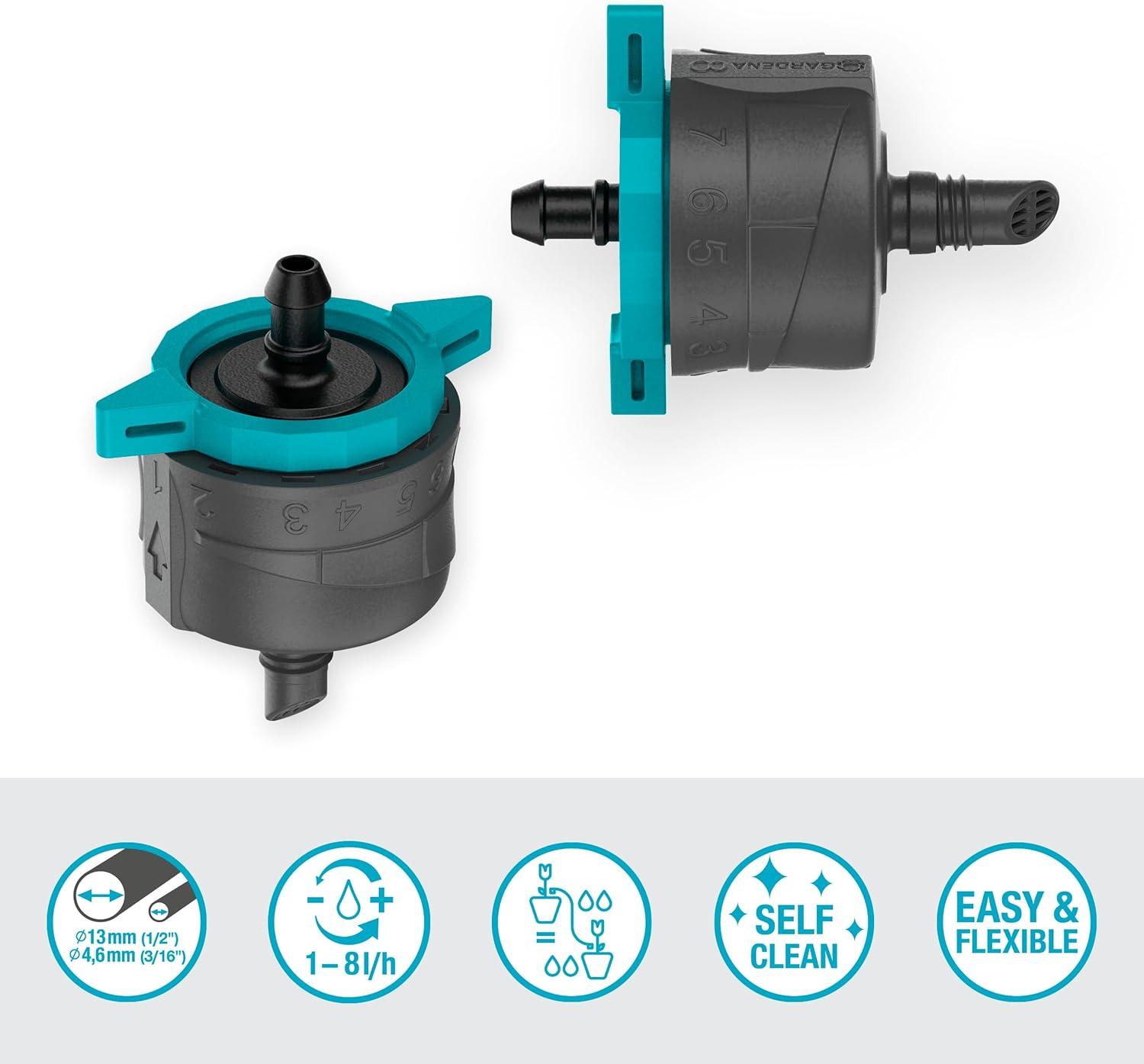 imageGardena MicroDrip System Goutteur dextrmit rglable rgulateur de Pression Embout pour Irrigation Goutte Goutte pour arroser des Plantes avec diffrentes hauteurs de Pot 1330420