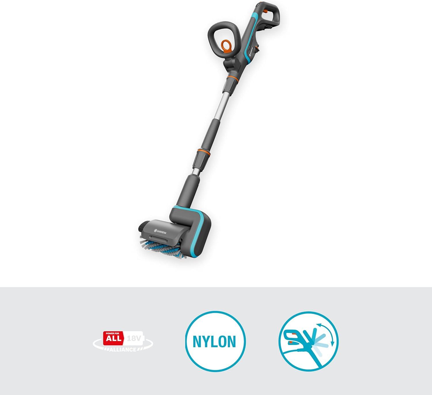 imageGardena Nettoyeur de terrasses multifonction sur batterie AquaBrush Patio 0318V P4A solo appareil de nettoyage sur batterie nettoyage humide des sols de terrasses sans batterie 1484155