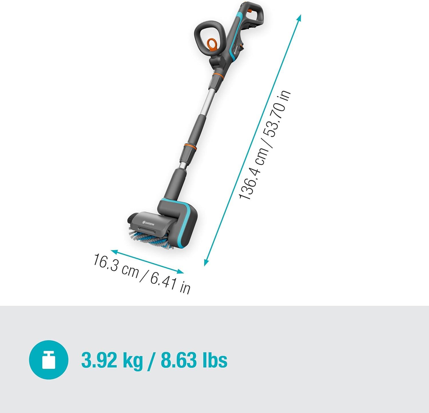 imageGardena Nettoyeur de terrasses multifonction sur batterie AquaBrush Patio 0318V P4A solo appareil de nettoyage sur batterie nettoyage humide des sols de terrasses sans batterie 1484155