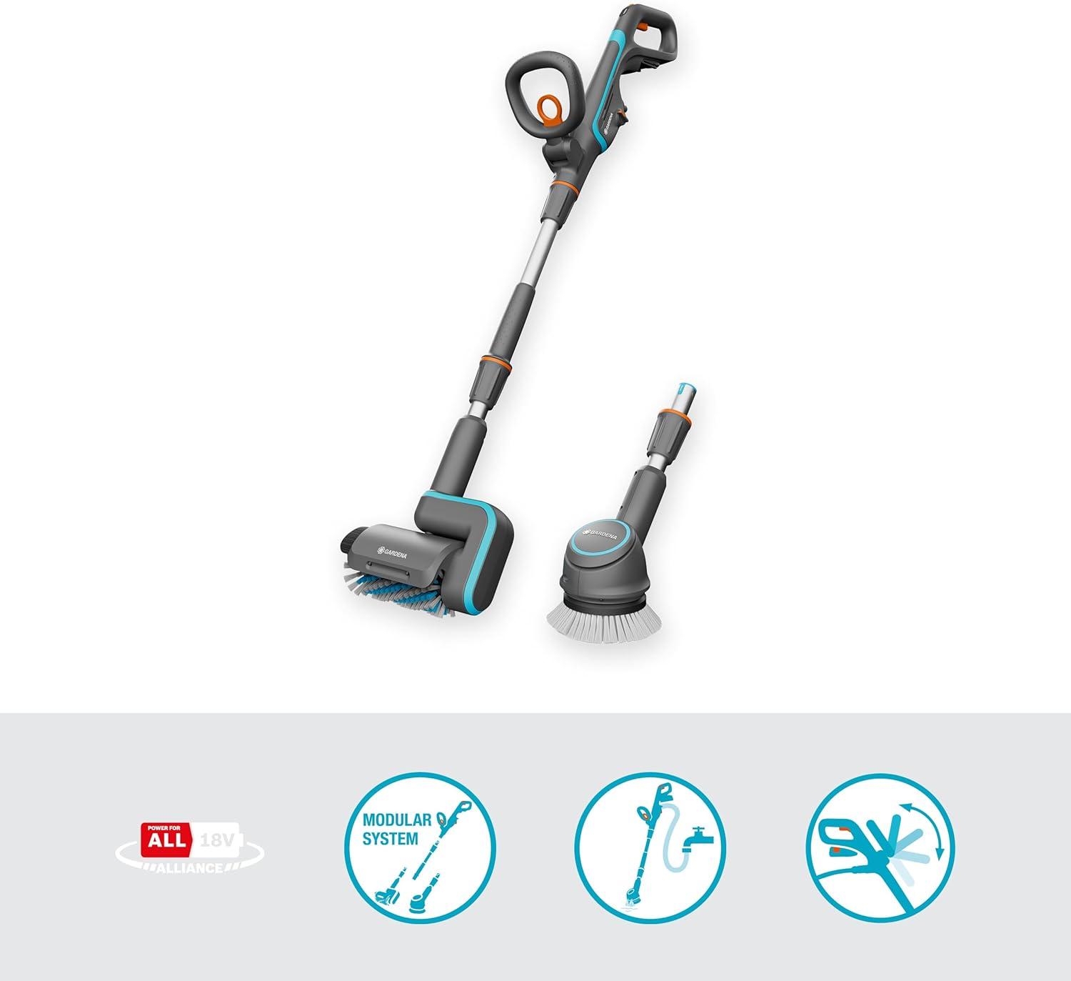 imageGardena Nettoyeur multifonction sans fil AquaBrush Universal 0418V PVA solo appareil de nettoyage sur batterie nettoyage humide des sols de terrasses sans batterie 1484255
