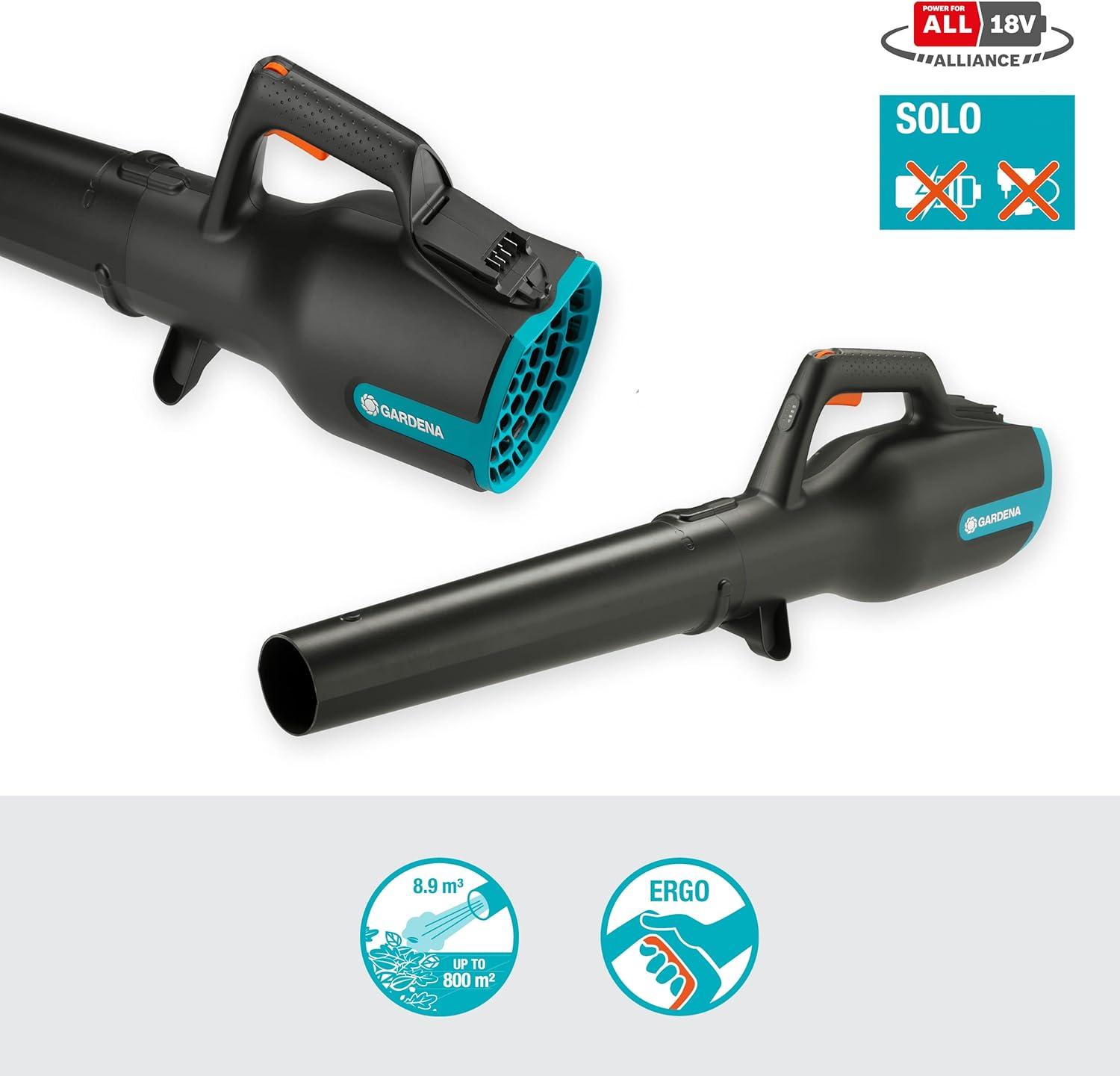 imageGardena Souffleur de feuilles sans fil PowerJet 18V P4A sans batterie souffleur de feuilles efficace avec moteur de 18 V vitesse de soufflage 100 kmh faible poids poigne ergonomique 1489055sans batterie