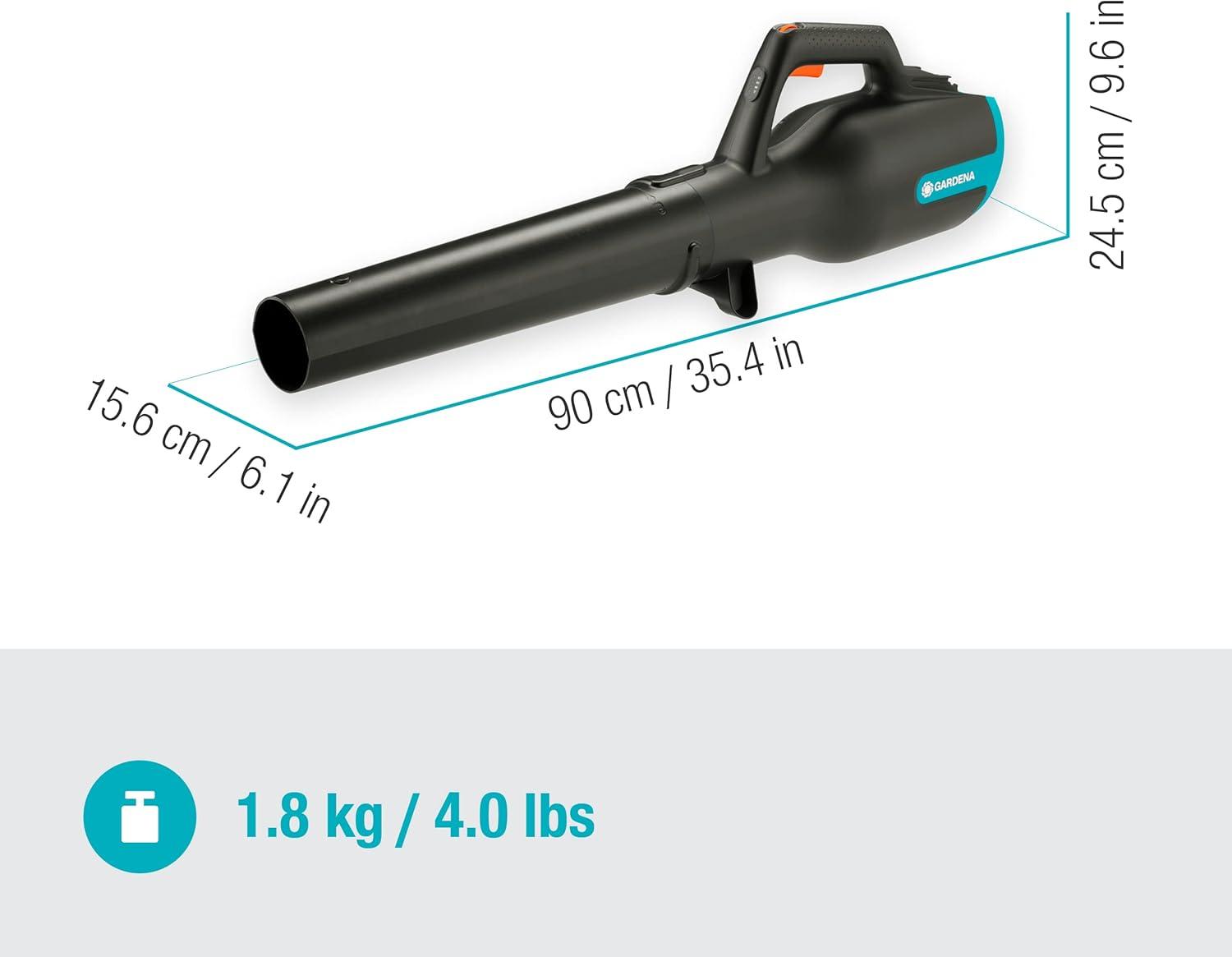 imageGardena Souffleur de feuilles sans fil PowerJet 18V P4A sans batterie souffleur de feuilles efficace avec moteur de 18 V vitesse de soufflage 100 kmh faible poids poigne ergonomique 1489055sans batterie