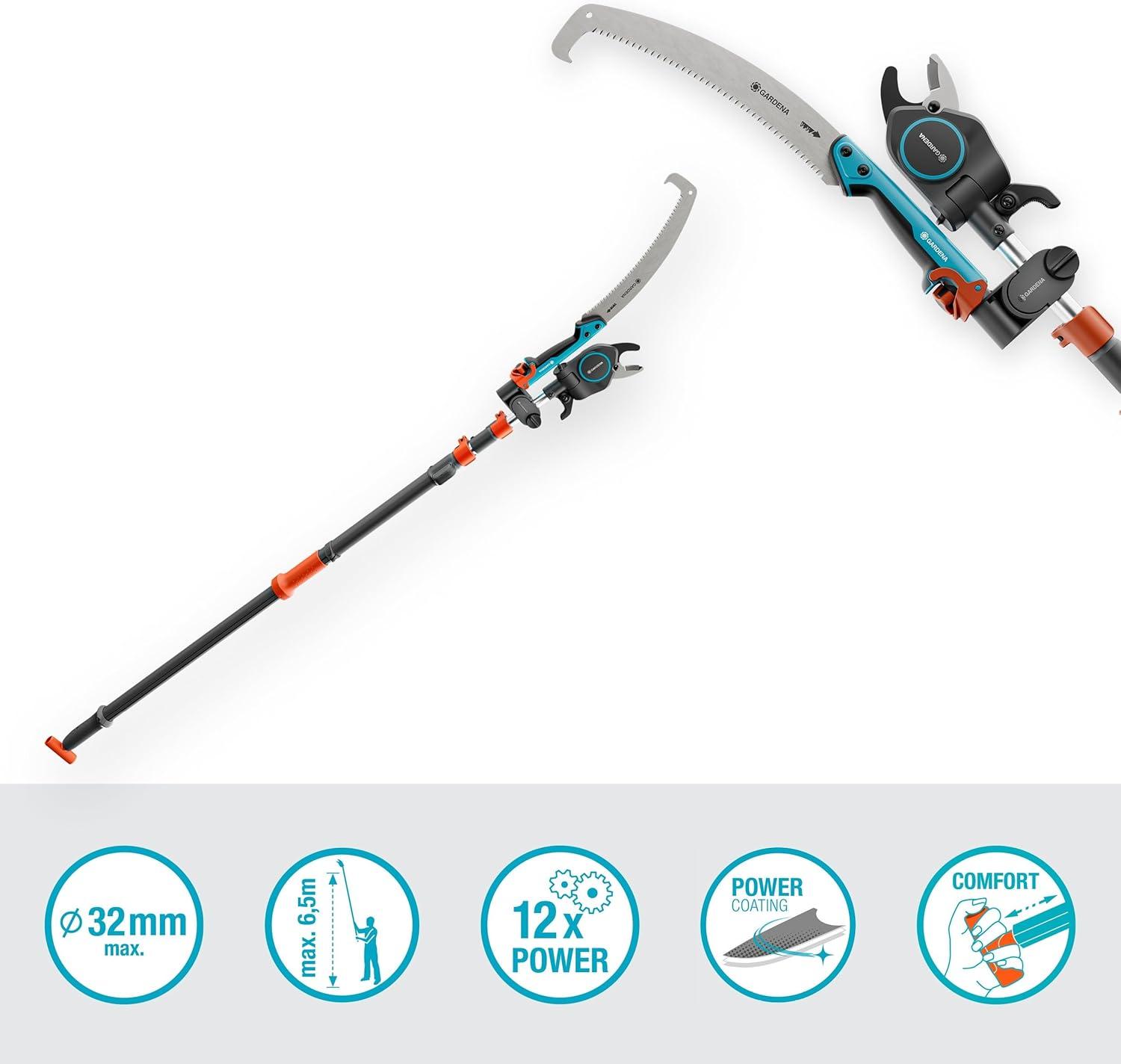 imageGardena StarCut Pro L Set taillearbres et arbustes avec scie et adaptateur tlescopique coupe en drivation porte de 175 400 cm pour branches jusqu 32 mm 1208220Longueur 175 400 cm scle