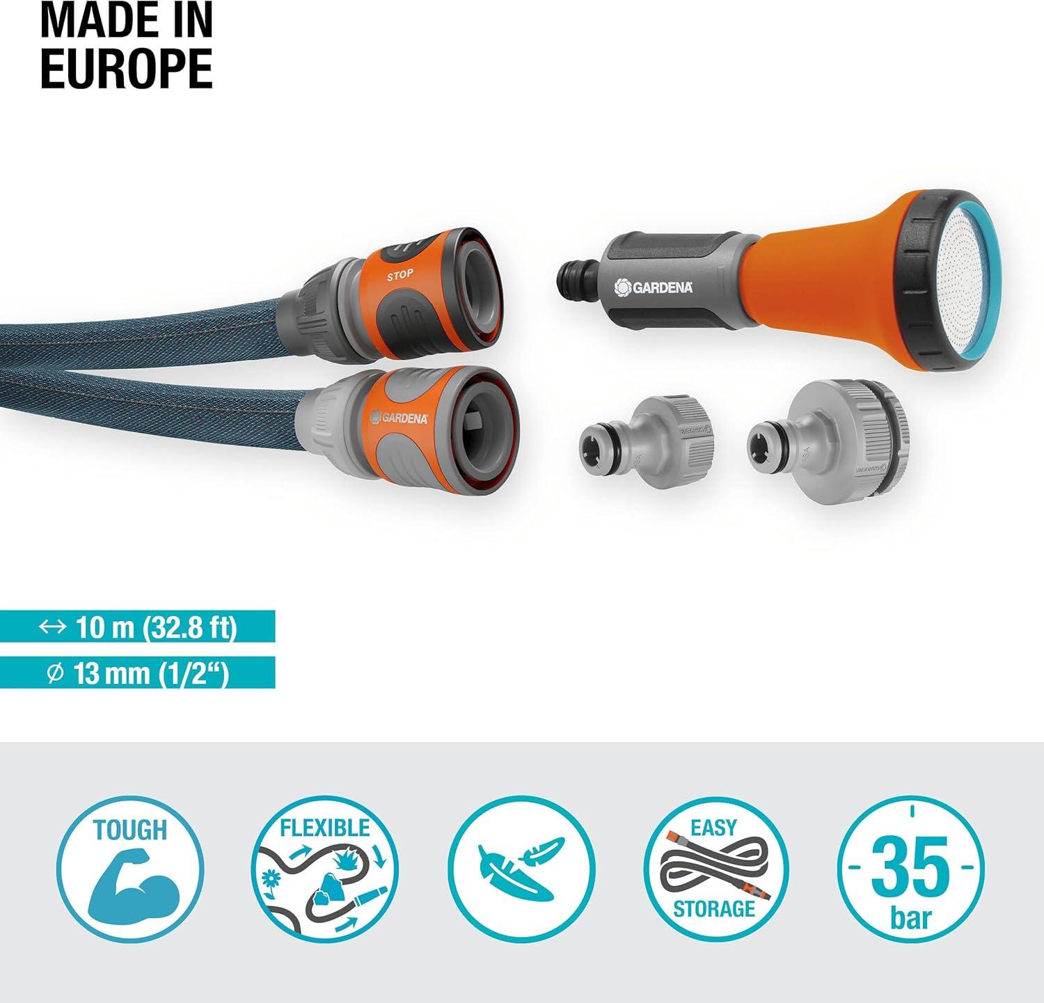 imageGardena kit Liano Xtreme 12 pouce 10 m Tuyau darrosage textile extrmement robuste pour robinets deau intrieurs avec intrieur en PVC lger rsistant aux intempries 1846020