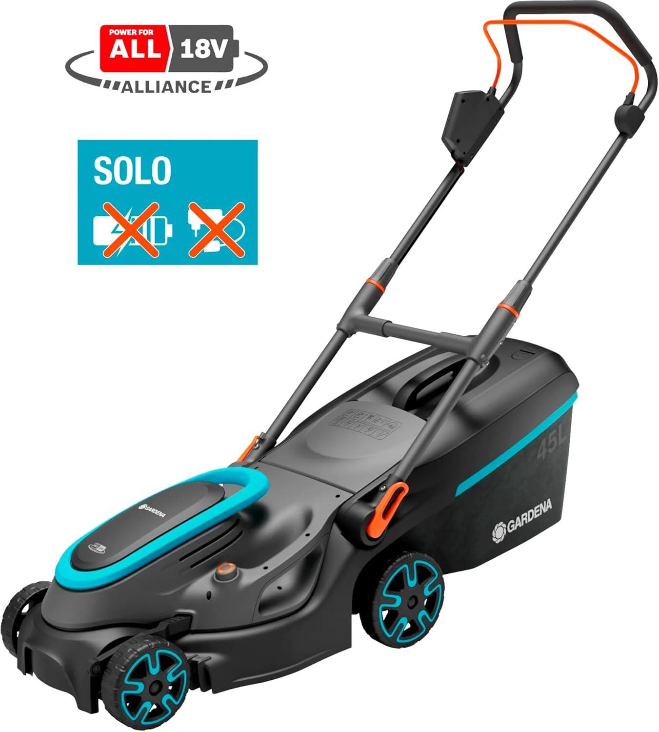 imageGardena set tondeuse gazon sans fil PowerMax 3736V P4A prt lemploi Tondeuse amplt350 m largeur coupe 37 cm volume bac 45 l rg central haut coupe moteur PowerPlus mode co 146382037cm