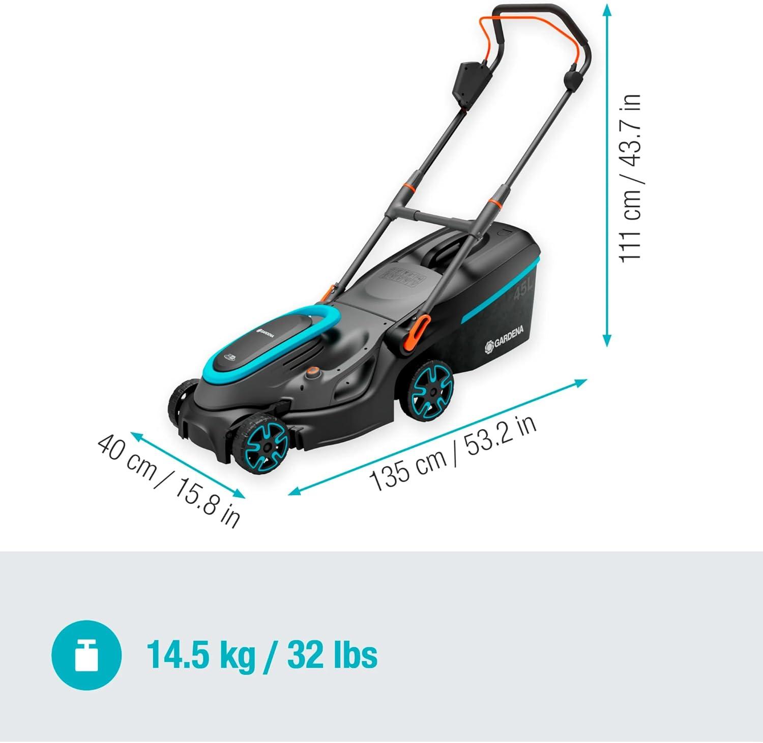 imageGardena set tondeuse gazon sans fil PowerMax 3736V P4A prt lemploi Tondeuse amplt350 m largeur coupe 37 cm volume bac 45 l rg central haut coupe moteur PowerPlus mode co 146382037cm
