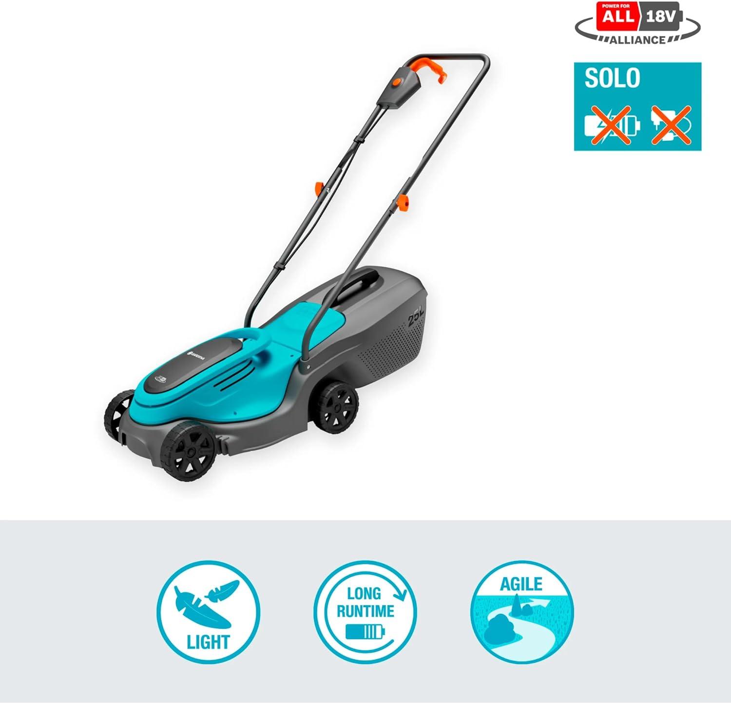imageGardena set tondeuse gazon sans fil PowerMax 3736V P4A prt lemploi Tondeuse amplt350 m largeur coupe 37 cm volume bac 45 l rg central haut coupe moteur PowerPlus mode co 146382030cm