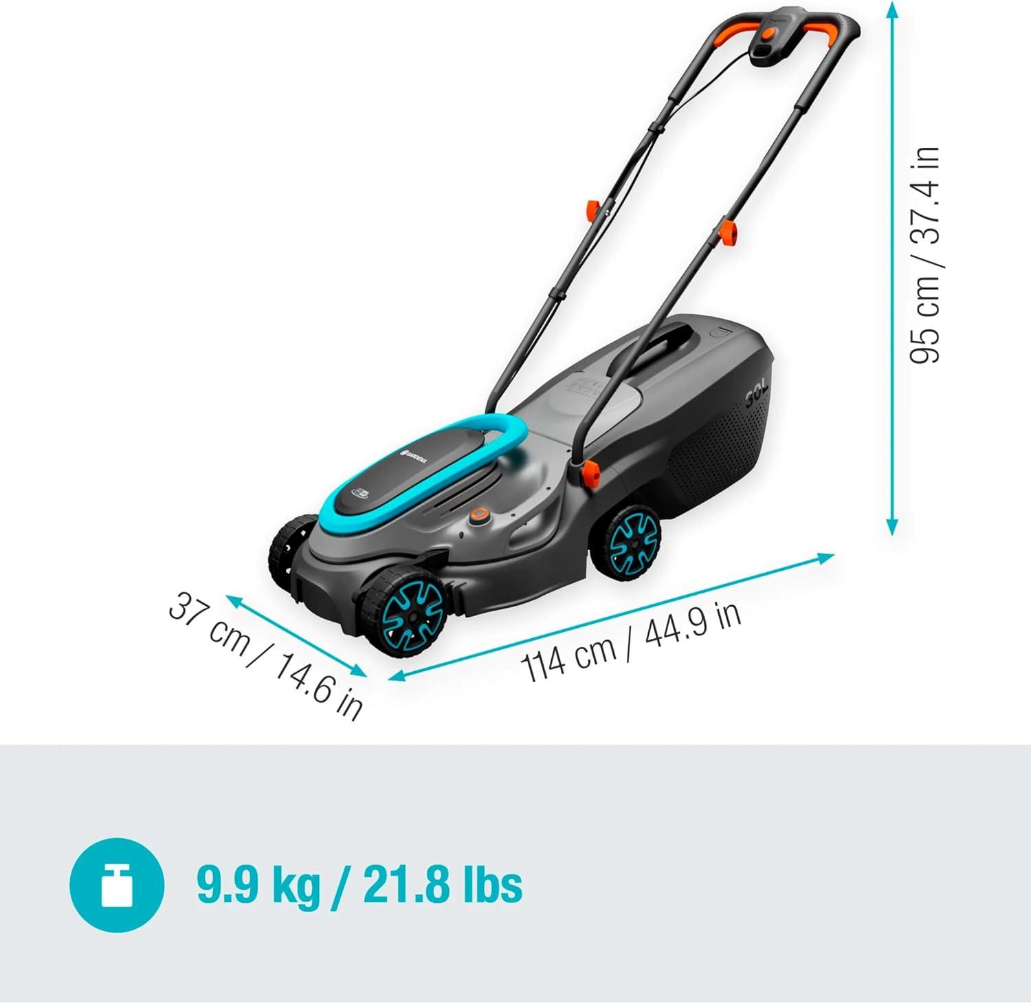 imageGardena set tondeuse gazon sans fil PowerMax 3736V P4A prt lemploi Tondeuse amplt350 m largeur coupe 37 cm volume bac 45 l rg central haut coupe moteur PowerPlus mode co 146382032cm anne du modle 2024