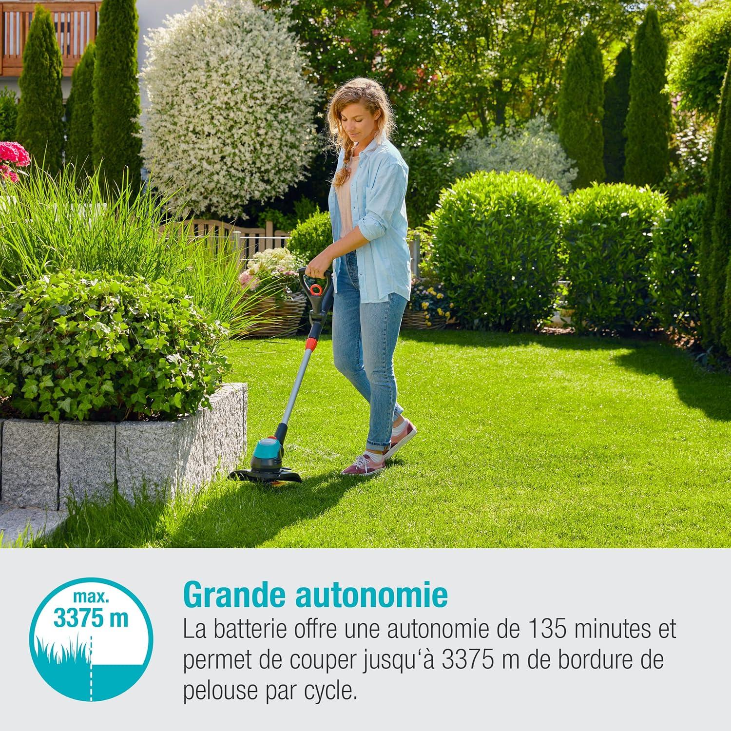 imageSet coupebordureshaie ss fil EasyCut 2318 V P4A Gardenai Dbroussailleuse cercle coupe 230 mm poigne rglable arceau protec plantes rg inc batterie 18 V P4A 1470020sans batterie