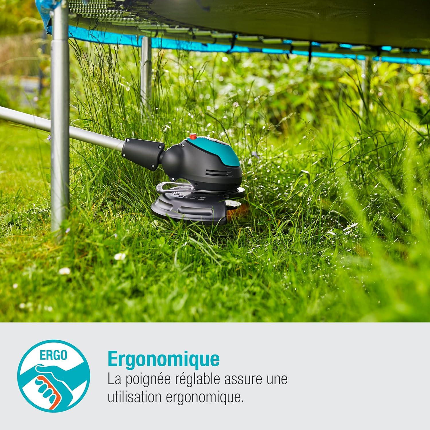 imageSet coupebordureshaie ss fil EasyCut 2318 V P4A Gardenai Dbroussailleuse cercle coupe 230 mm poigne rglable arceau protec plantes rg inc batterie 18 V P4A 1470020avec batterie