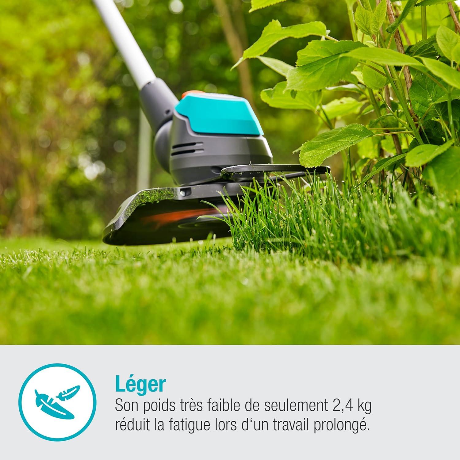 imageSet coupebordureshaie ss fil EasyCut 2318 V P4A Gardenai Dbroussailleuse cercle coupe 230 mm poigne rglable arceau protec plantes rg inc batterie 18 V P4A 1470020avec batterie