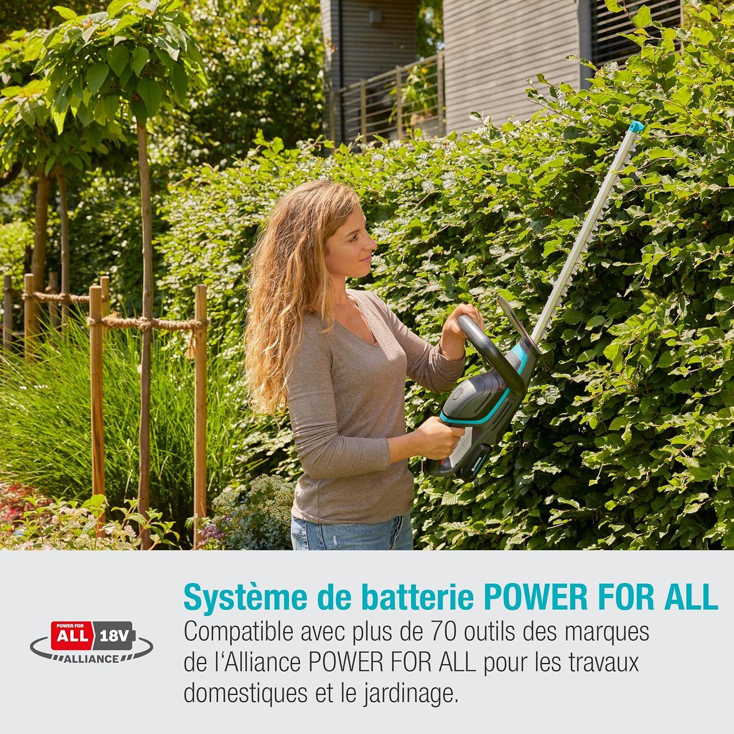 imageTaillehaies sans fil ComfortCut 60 18 V P4A Gardena ss batterie taillehaies avec poigne ergon et bute darrt faible poids pour une meilleure manipulation avec batterie 18 V P4A 1473120sans batterie