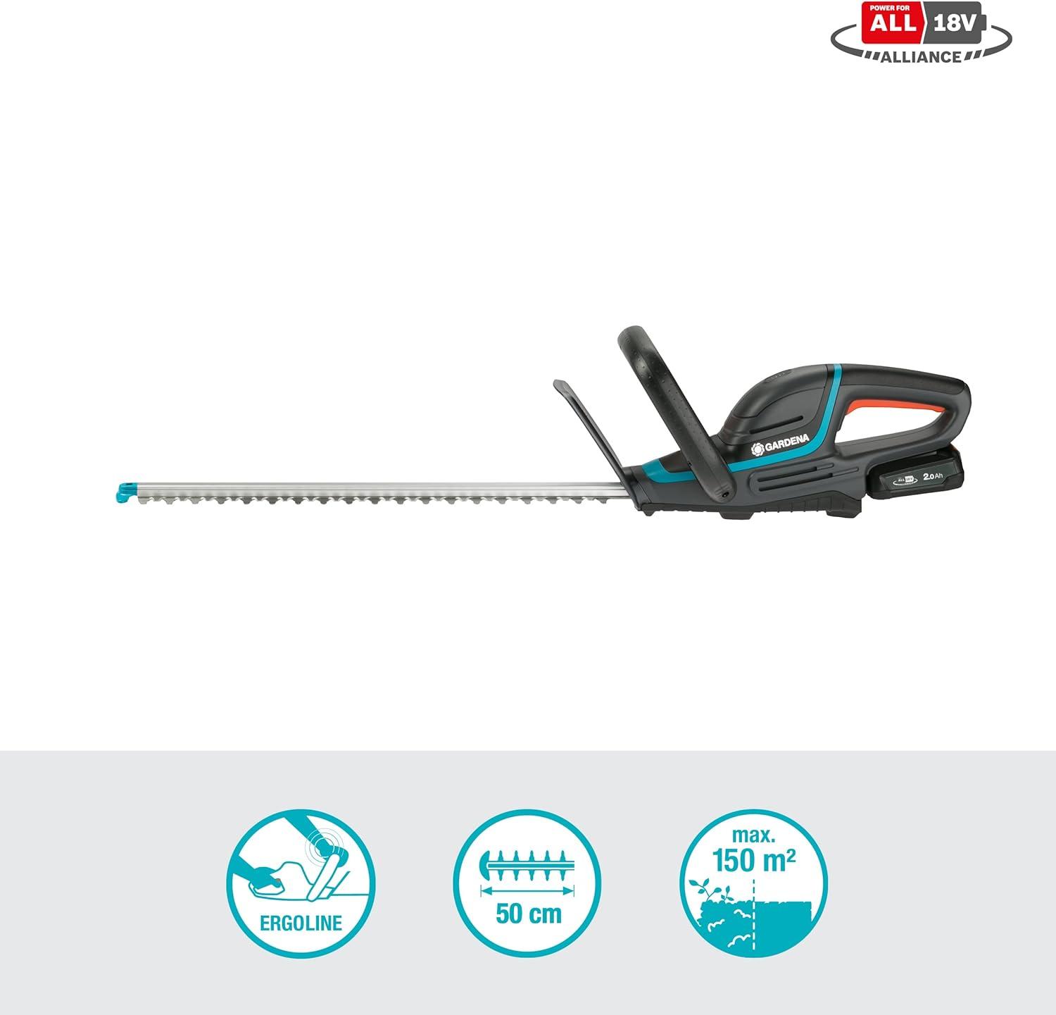imageTaillehaies sans fil Gardena ComfortCut 5018 VP4A sans batterie Taillehaies avec poigne ergonomique et bute darrt faible poids pour une meilleure manipulation 1473055avec batterie