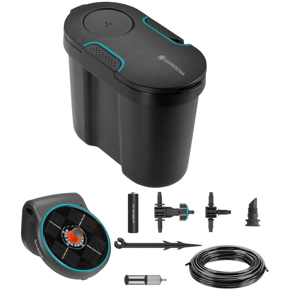 imageGardena Aquabloom Solution darrosage Automatique Solaire avec rserve deau jusqu 20 Plantes pour terrasse ou Balcon arrosage Goutte Goutte 14 programmes darrosage 1330120Nd