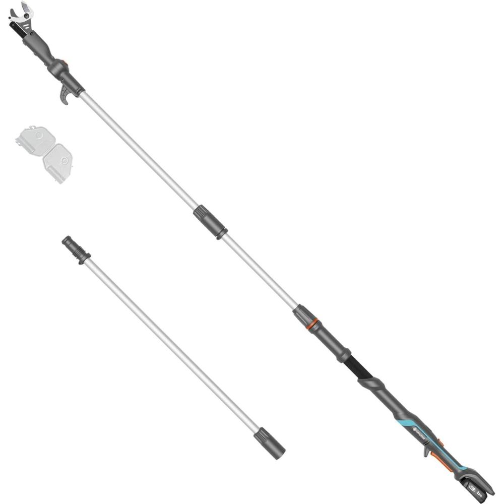 imageGardena Cisaille Arbres tlescopique sans Fil HighCut 36018V P4A Kit prt lemploi brancheurs avec Manche tlescopique pour Branches jusqu 5 m de Haut tte de Coupe pivotante 1477620avec batterie