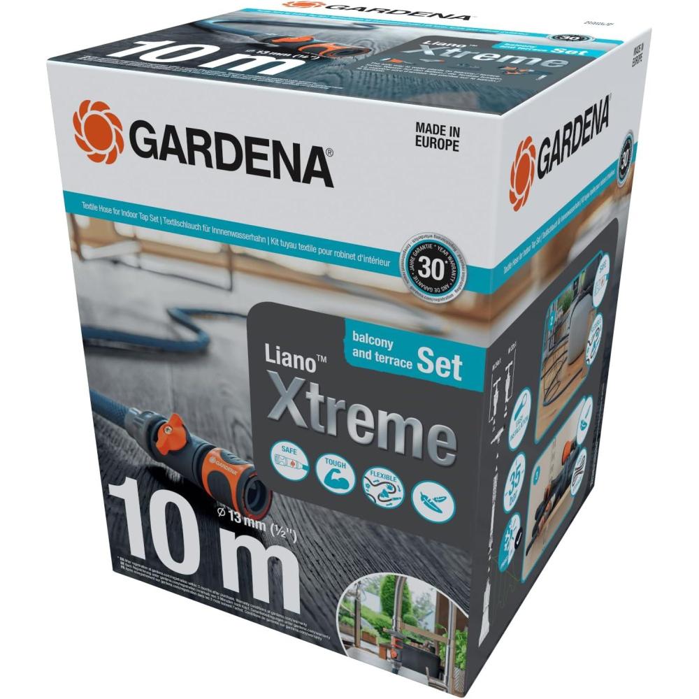 imageGardena Liano Xtreme 12 pouce 10m set sac Tuyau de jardin extrmement robuste en tissu textile avec sac avec tuyau intrieur en PVC lger rsistant aux intempries 1846820