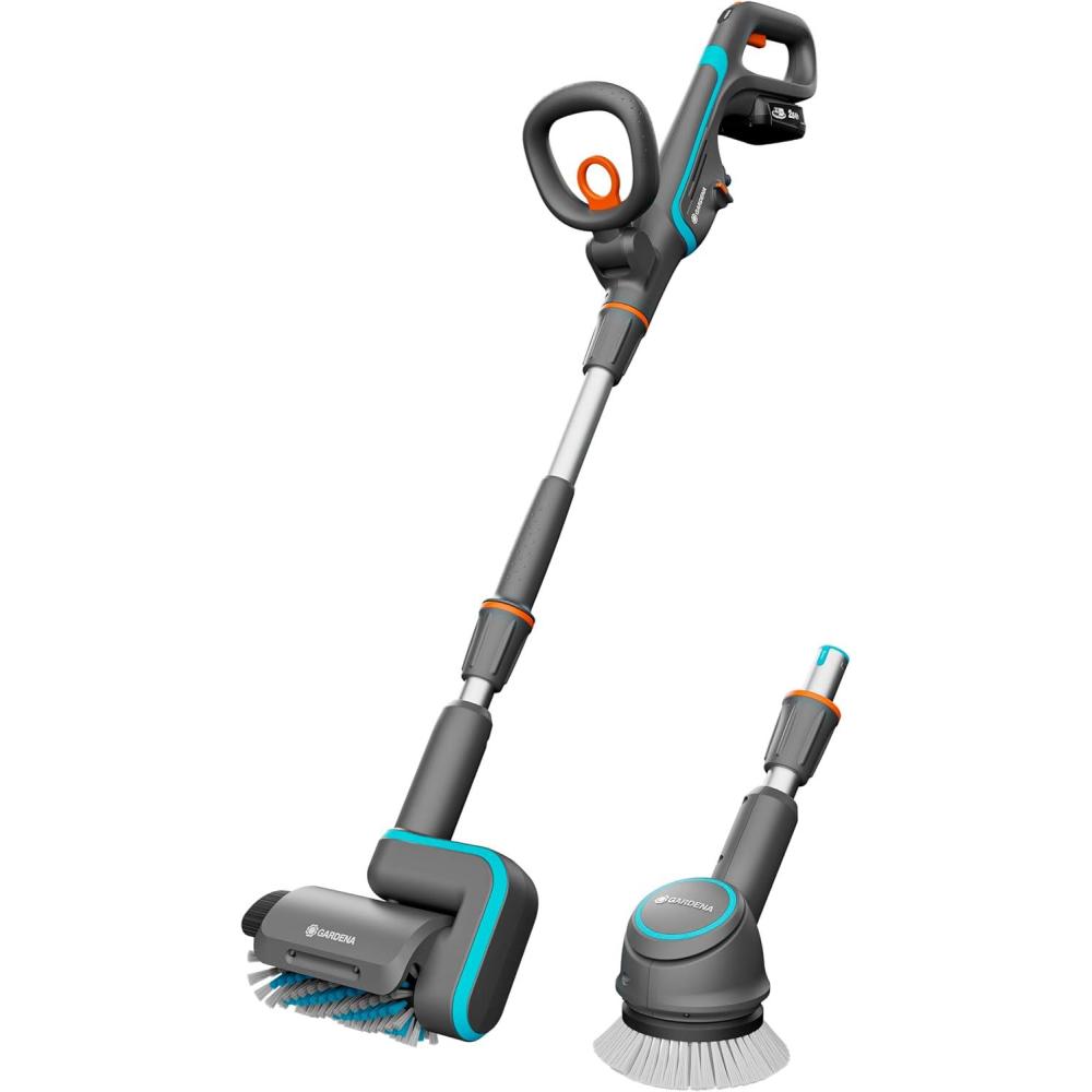 imageGardena Nettoyeur multifonction sans fil AquaBrush Universal 0418V P4A ReadyToUse Set nettoyeur sur batterie batterie incluse nettoyage humide des sols de terrasses set complet 1484220