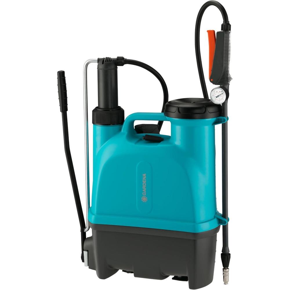 imageGardena Pulvrisateur Dos 12 l Plus Pulvrisateur Pression avec Lance tlescopique Grande Ouverture de Remplissage rcipient de Forme Ergonomique buse en Laiton de Haute qualit 1114220