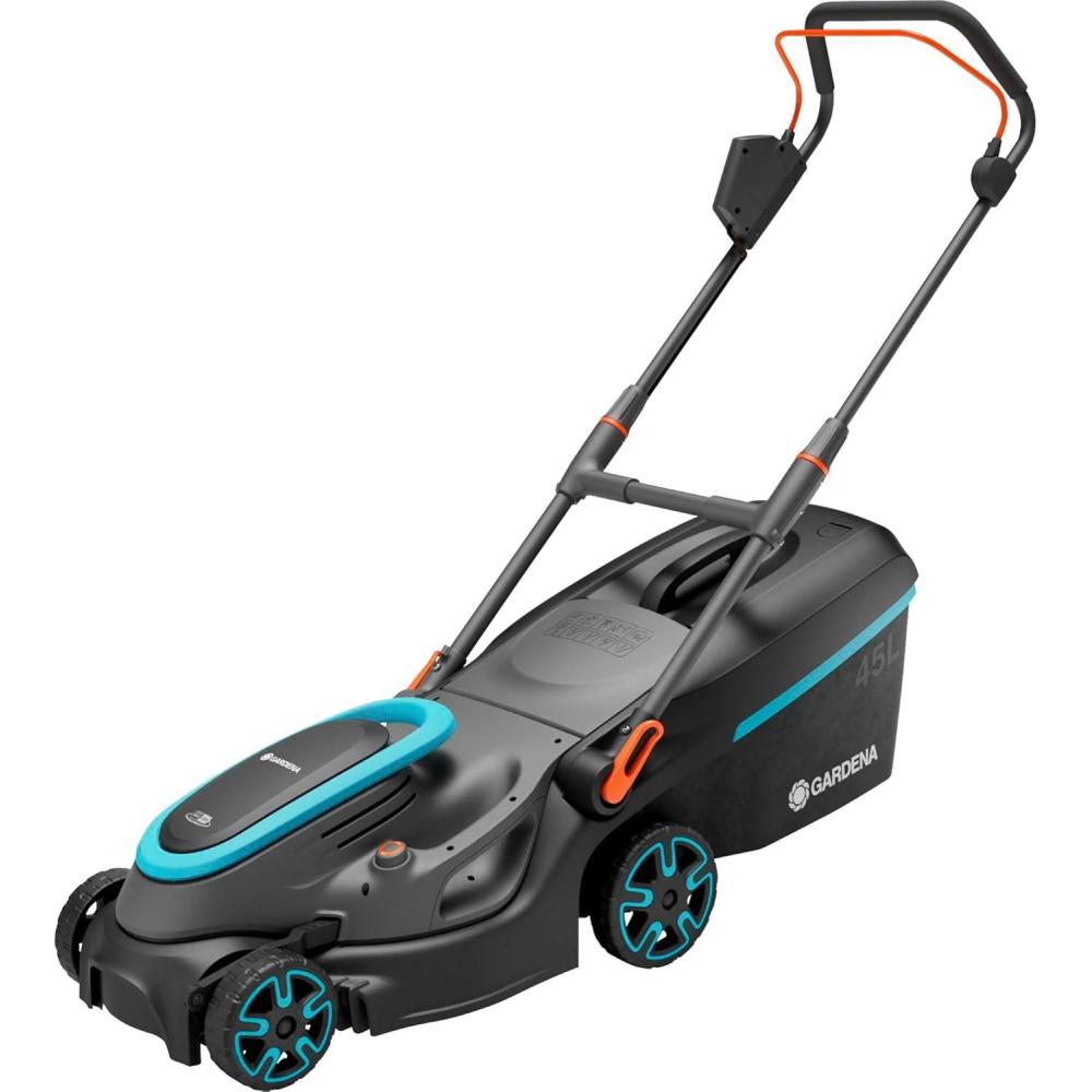 imageGardena set tondeuse gazon sans fil PowerMax 3736V P4A prt lemploi Tondeuse amplt350 m largeur coupe 37 cm volume bac 45 l rg central haut coupe moteur PowerPlus mode co 146382037cm