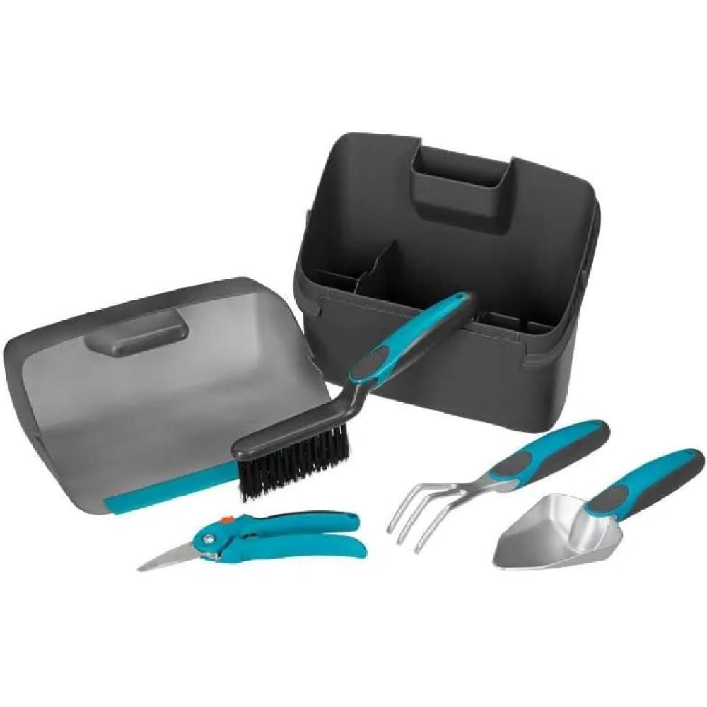 imageKit balcon de Gardena  bote en plastique avec pelle intgre et kit 4 pices pour jardiner sur les balcons et terrasses transplantoir griffe  fleurs scateur et brosse 897020