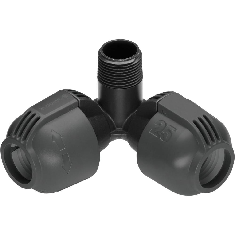 imageRaccord dangle mle de Gardena raccord pour raccordement de la turbine escamotable T 380 dans les coins 25 mm x 34 Pouce technologie de raccordement QuickampampEasy 278320Coude