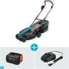 Gardena set tondeuse à gazon sans fil PowerMax 37/36V P4A, prêt à l’emploi: Tondeuse <350 m², largeur coupe 37 cm, volume bac 45 l, rég. central haut. coupe, moteur PowerPlus mode éco (14638-20)(37cm)
