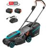 Gardena set tondeuse à gazon sans fil PowerMax 37/36V P4A, prêt à l’emploi: Tondeuse <350 m², largeur coupe 37 cm, volume bac 45 l, rég. central haut. coupe, moteur PowerPlus mode éco (14638-20)(37cm)